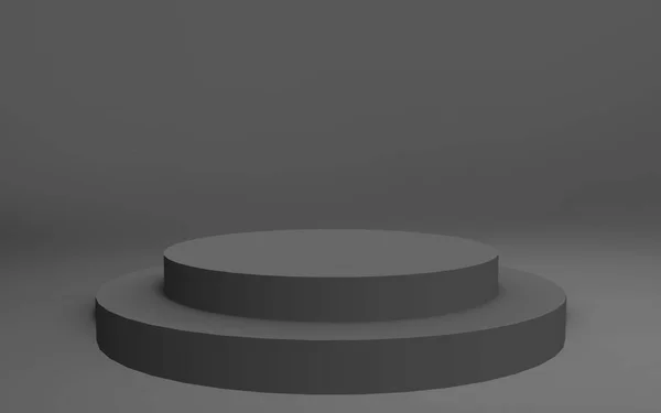 Grå Svart Cylinder Podium Minimal Studio Bakgrund Abstrakt Geometrisk Form — Stockfoto
