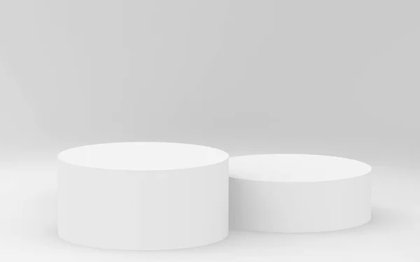 3D gri, parlak silindir podyum stüdyo arka planı. Soyut 3d geometrik şekil çizimi çizimi.