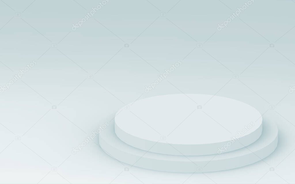 3d gray white bright cylinder podium minimal studio background. Abstract 3d geometric shape object illustration render.