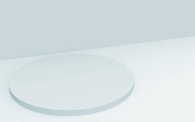 3D gri, parlak silindir podyum stüdyo arka planı. Soyut 3d geometrik şekil çizimi çizimi.