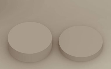 3D kahverengi silindir podyum stüdyo arkaplanı. Soyut 3d geometrik şekil çizimi. Kozmetik parfüm ürünleri için görünüm.