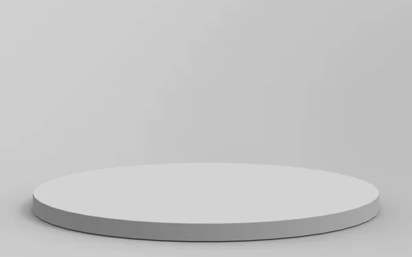 3d gri beyaz silindir podyum minimum stüdyo arkaplanı. Soyut 3d geometrik şekil çizimi çizimi.