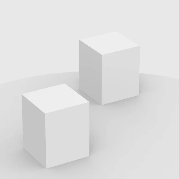 Γκρι Λευκό Κύβο Και Βάθρο Κουτί — Φωτογραφία Αρχείου
