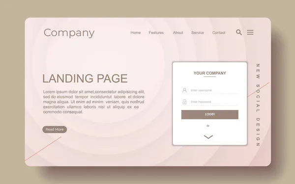 Landing Page Con Fondo Abstracto — Vector de stock