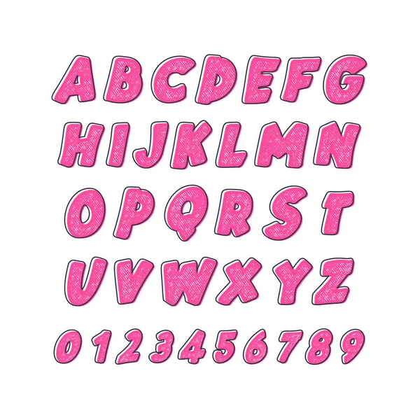 Latijnse alfabet. Childrens lettertype in leuke felle kleur cartoon stijl. — Stockvector