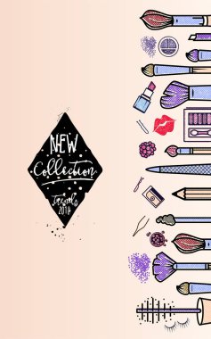 Makyaj sanatçı afiş. Yeni koleksiyon arka plan. iş kavramı