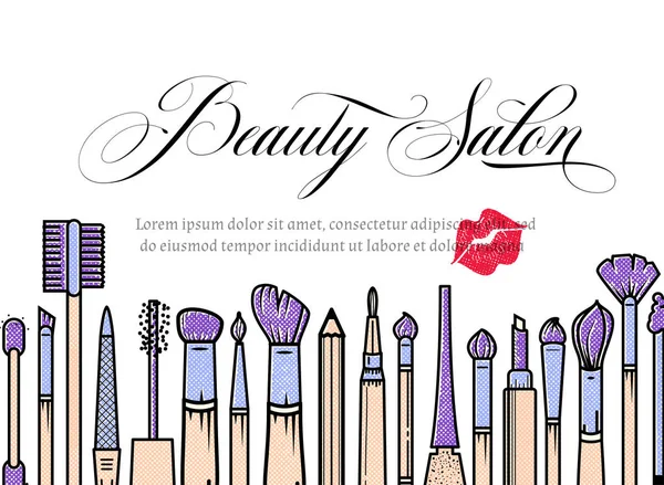 Banner de maquillador. Fondo del salón de belleza. concepto de negocio — Archivo Imágenes Vectoriales