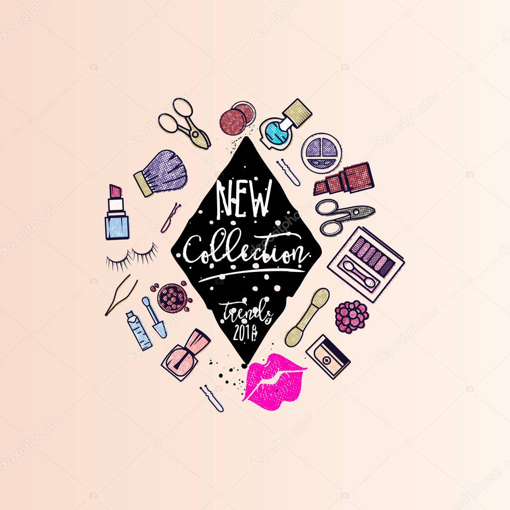 Makeup artist banner. New collection background . business concept . For your design.