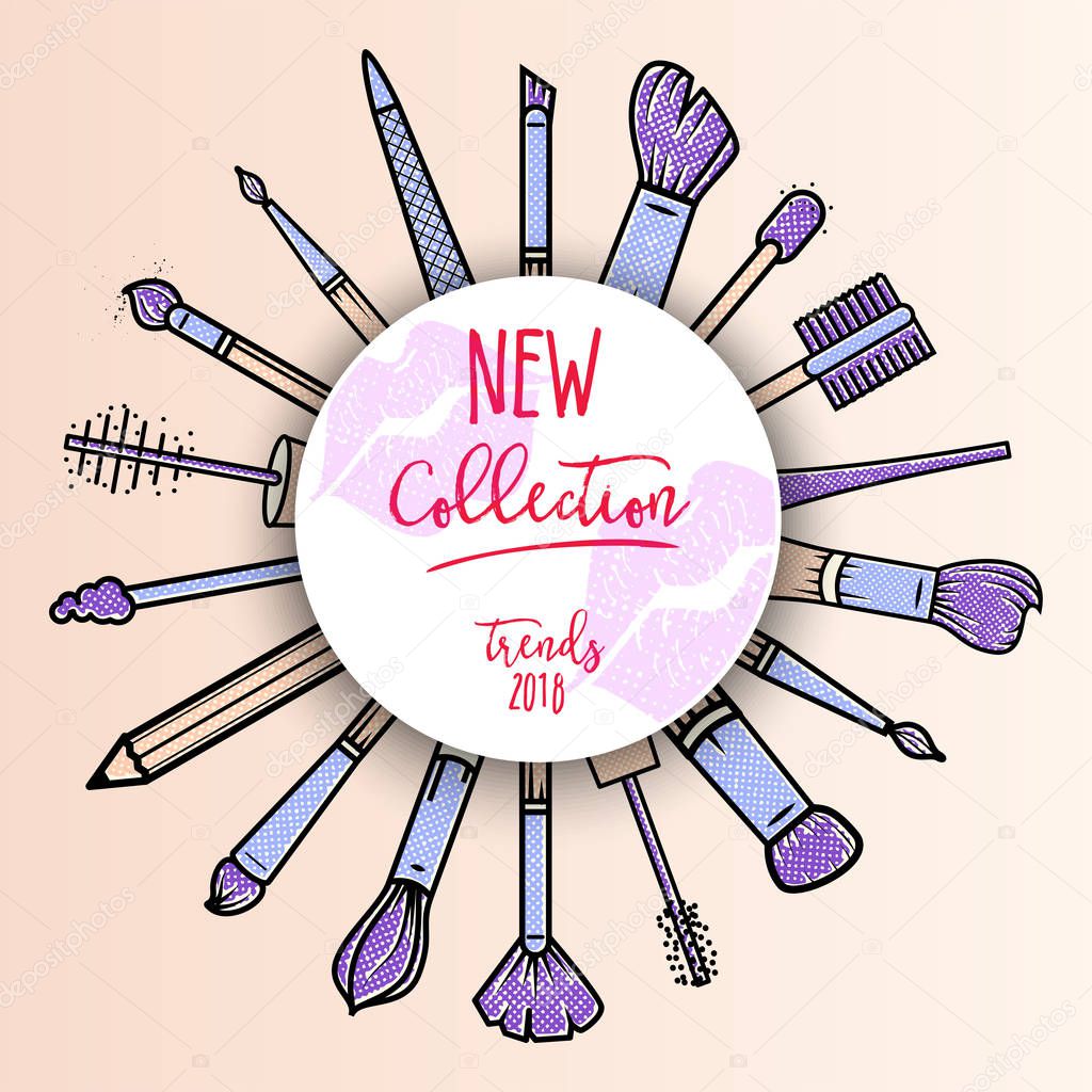 Makeup artist banner. New collection background . business concept . For your design.