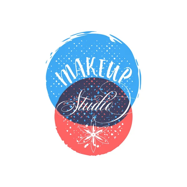 Logo cosmetico, lettering manoscritto.Makeup studio, elementi Web per un blog, un sito di biglietti da visita . — Vettoriale Stock