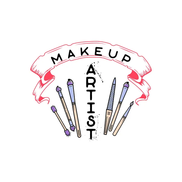 Logo cosmetico, lettering manoscritto.Makeup studio, elementi Web per un blog, un sito di biglietti da visita . — Vettoriale Stock