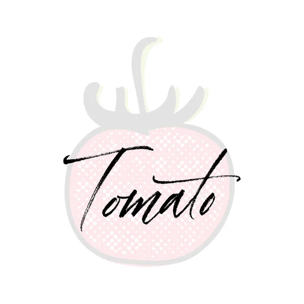 Palabra de tomate en la ilustración de fondo. Elemento web de frutas, Vector aislado — Archivo Imágenes Vectoriales