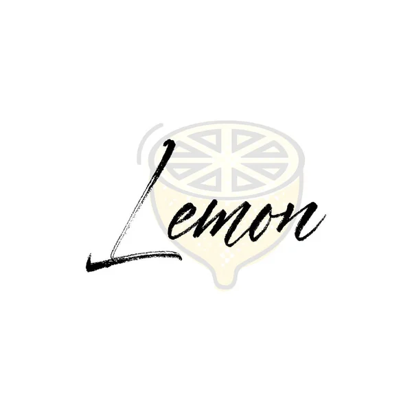 Lemon parola su sfondo illustrazione. Elemento web frutta, Vettore isolato . — Vettoriale Stock