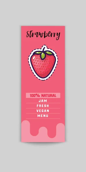 Strawberry stiker and eco products. Элемент паутины клубники, изолированный вектор . — стоковый вектор