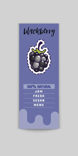 Pegatina Blackberry Bio y productos ecológicos. Elemento web Blackberry, Vector aislado . — Archivo Imágenes Vectoriales