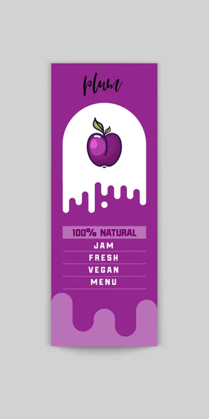 Sticker prune et produits éco. Élément web prune, vecteur isolé . — Image vectorielle