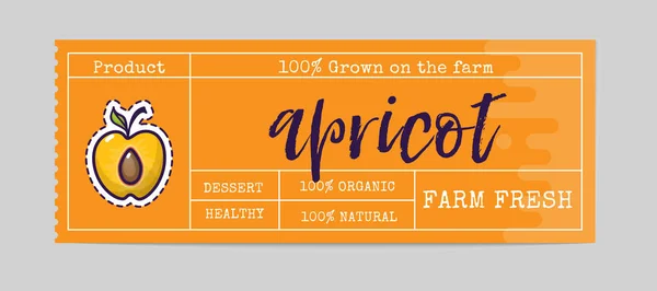 Sticker abricot et éco produits. Élément web abricot, vecteur isolé . — Image vectorielle