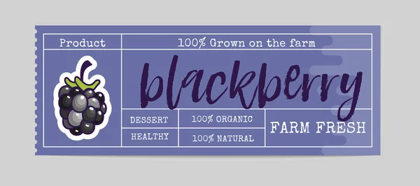 黑莓生物贴纸和环保产品。黑莓 web 元素, 孤立向量. — 图库矢量图片