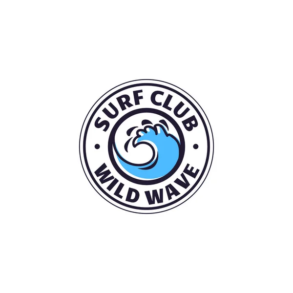 Набір серфінгу для друку. Логотип дикої хвилі, наклейка на точку серфінгу, елементи дощок для шкільного серфінгу . — стоковий вектор
