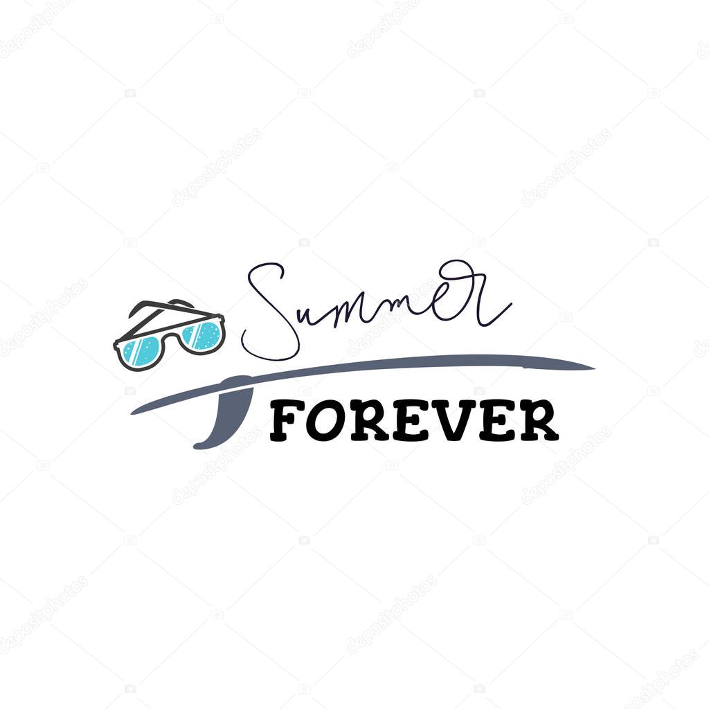 Hand drawn lettering Summer Forever. Inscription in the circle, badge for packing and sales