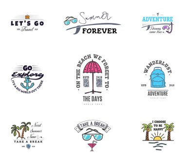 Yaz Retro vektör Logo afiş, poster, afiş için