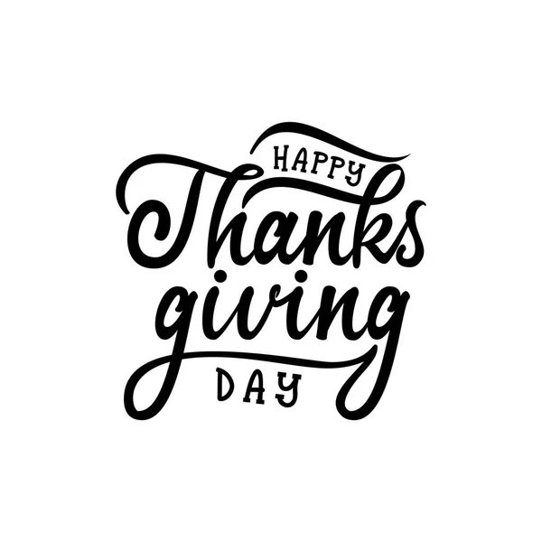 Met de hand getekend Happy Thanksgiving typografie poster. Feesttekst met blaadjes voor ansichtkaart, icoon of badge. Vector kalligrafie belettering vakantie offerte — Stockvector