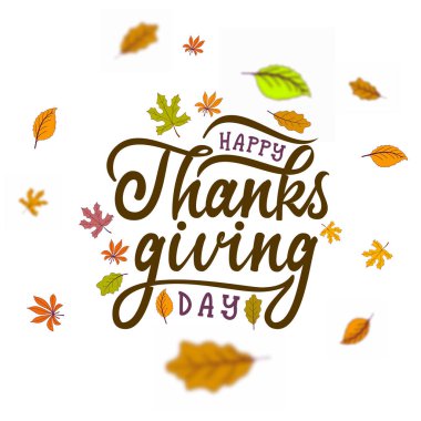 Elle çizilmiş Şükran Günü tipografisi posteri. Kartpostal, simge ya da rozet için yapraklı kutlama metni. Vektör kaligrafi harfi, tatil alıntısı