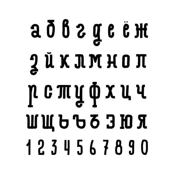 Rusça vektör yazı tipi, Kiril harfleri, sayıları ve işaretleri — Stok Vektör