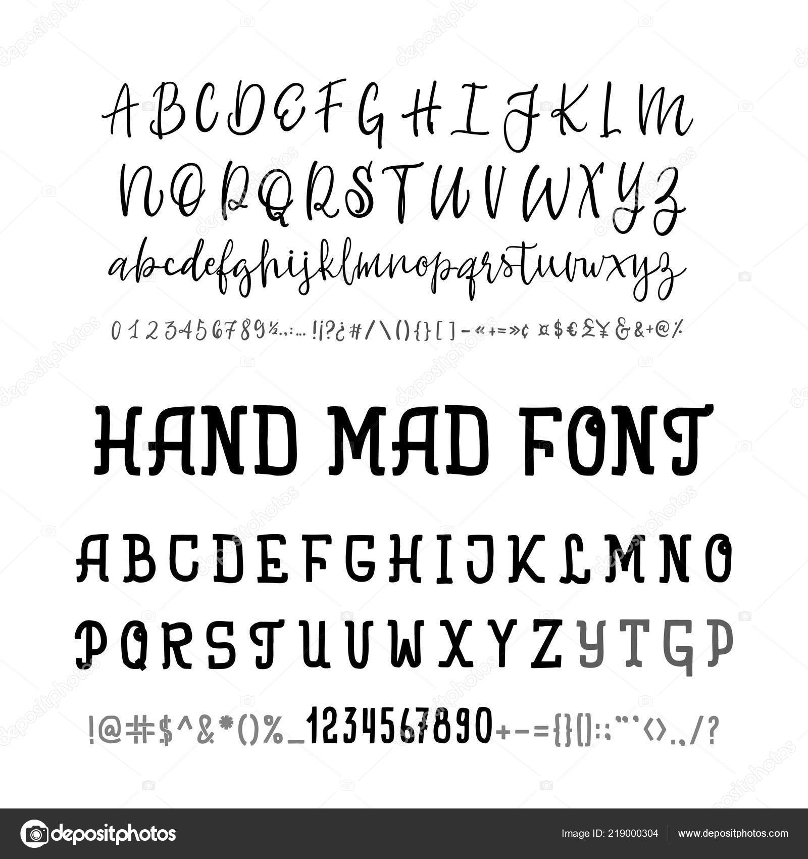 Two font. Vector hand drawn typeface. Brush painted letters