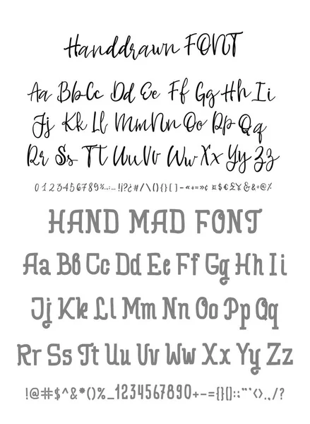 2 つのフォントです。ベクターの手の描かれた書体。文字を描画するブラシ。あなたのデザインの手作りのアルファベット: ロゴ、ポスター、結婚式の招待状、カードなど. — ストックベクタ