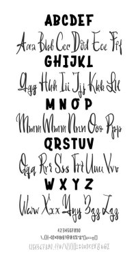İki yazı tipi. Vektör el çizilmiş yazı. Boyalı harfleri fırça. Tasarımlarınız için el yapımı alfabesi: logo, afiş, düğün davetiyeleri, kartları, vb.