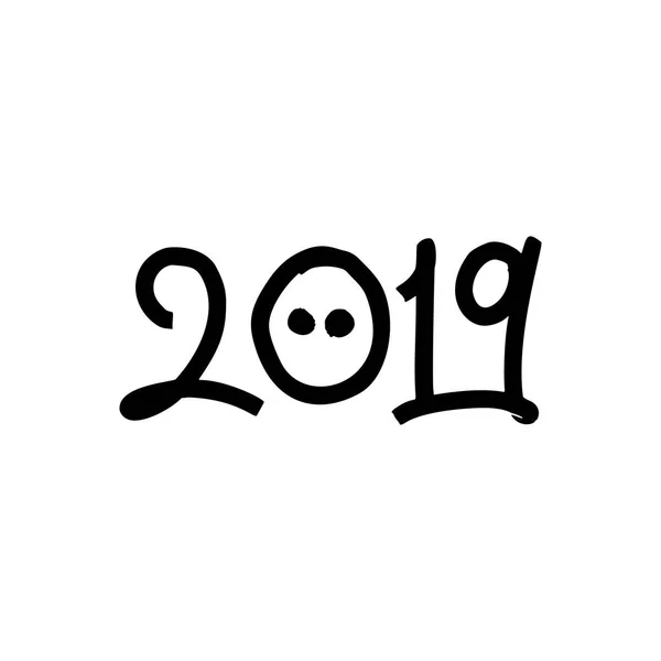 Feliz Ano Novo 2019 é uma variante do ano porco . —  Vetores de Stock