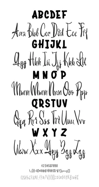 Два шрифти. Векторний малюнок ручного шрифту. Кисть розмальована літерами. Алфавіт ручної роботи для ваших дизайнів: логотип, плакати, весільні запрошення, картки тощо . — стоковий вектор