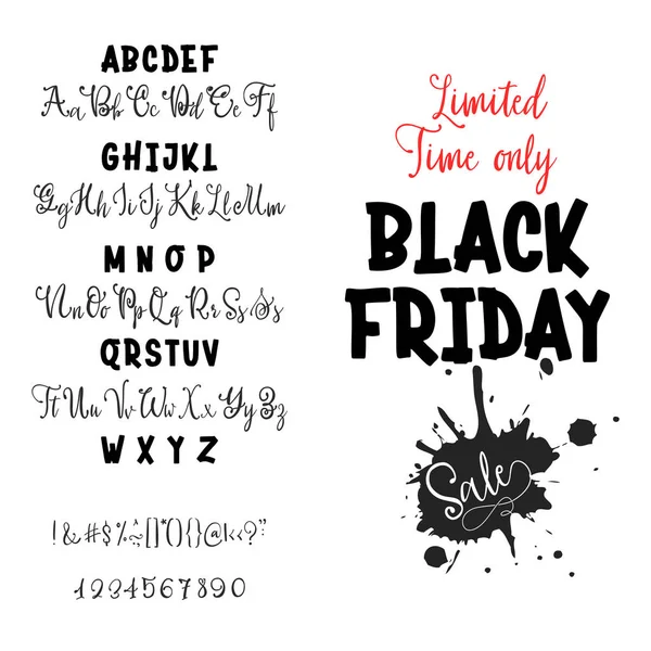 Black Friday sale. Hand drawn typeface set. Vector logo font. Typography alphabet for your designs: logo, typeface, card, wedding invitation. — Stock Vector