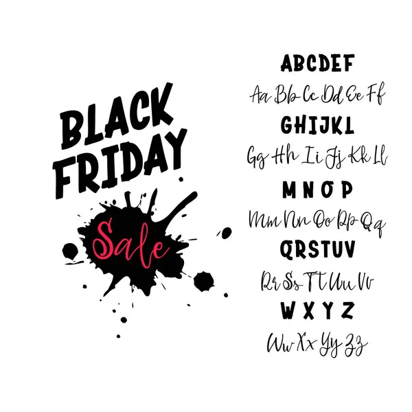Black Friday sale. Hand drawn typeface set. Vector logo font. Typography alphabet for your designs: logo, typeface, card, wedding invitation. — Stock Vector