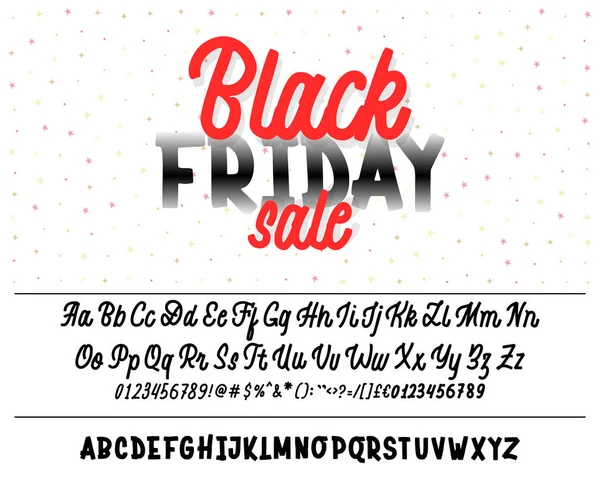 Black Friday sale. Hand drawn typeface set. Vector logo font. Typography alphabet for your designs: logo, typeface, card, wedding invitation. — Stock Vector