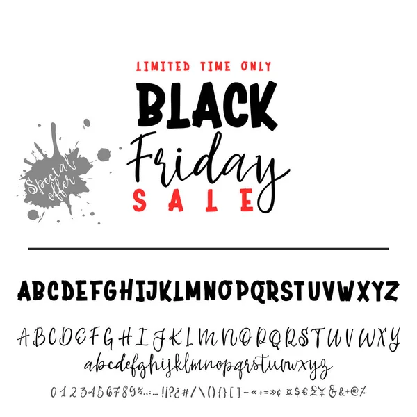 Black Friday sale. Hand drawn typeface set. Vector logo font. Typography alphabet for your designs: logo, typeface, card, wedding invitation. — Stock Vector