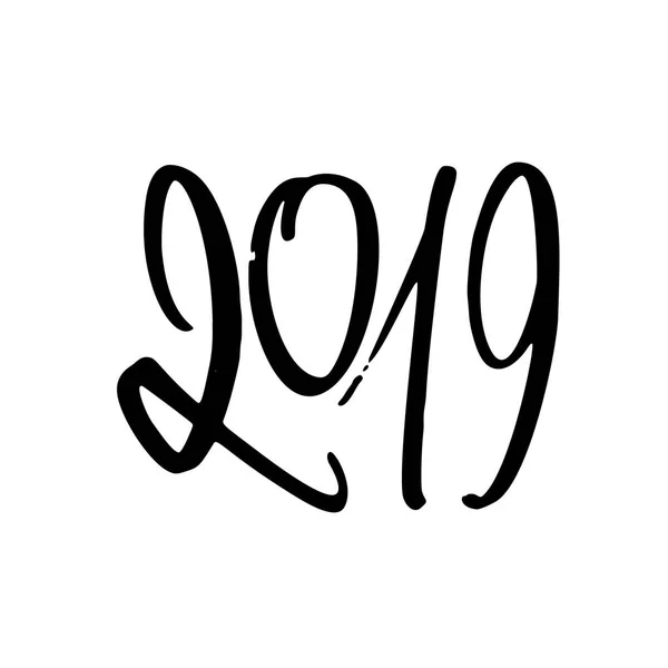 Feliz Ano Novo 2019. Caligrafia e lettering o formulário dois mil e dezenove —  Vetores de Stock