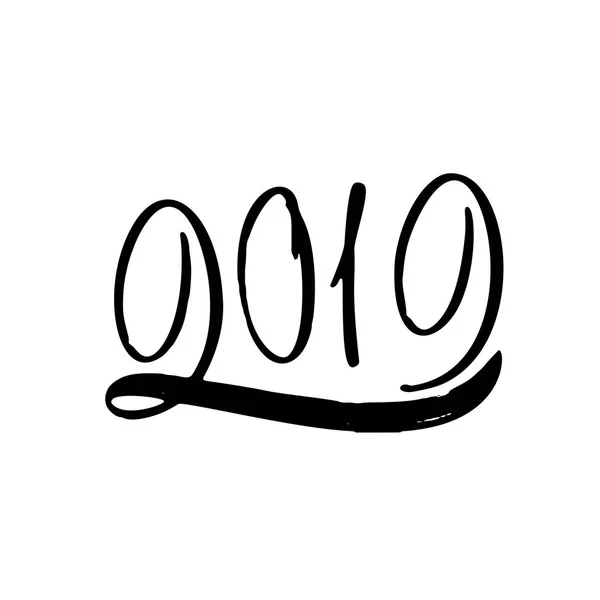 Feliz Ano Novo 2019. Caligrafia e lettering o formulário dois mil e dezenove —  Vetores de Stock