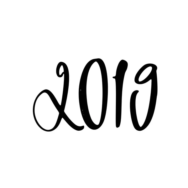 Felice anno nuovo 2019. Calligrafia e lettering la forma duemila diciannovesimo — Vettoriale Stock