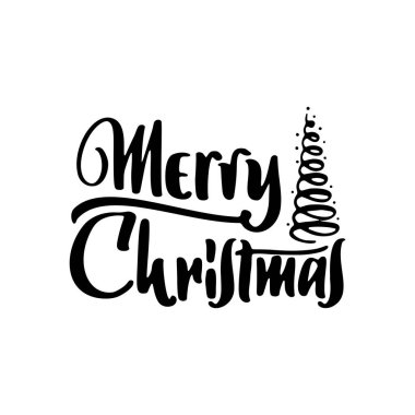 Neşeli Noel yazı şablonu. Tek renkli tebrik kartı veya davet. Mutlu bir yeni yıl diliyorum. İlişkili tipografik teklif kış tatil.