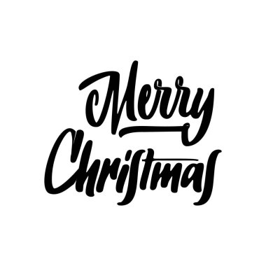 Neşeli Noel yazı şablonu. Tek renkli tebrik kartı veya davet. Mutlu bir yeni yıl diliyorum. İlişkili tipografik teklif kış tatil.