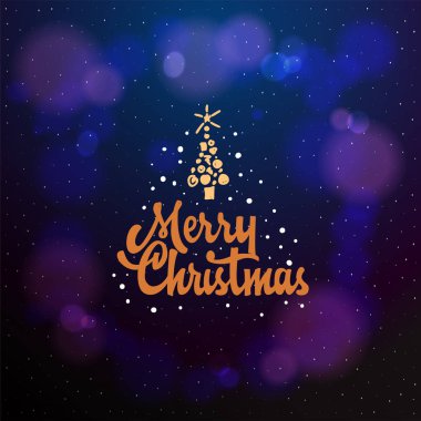 Neşeli Noel tipografik amblemi. Vektör logo el yapımı yazı ve hat sanatı hocası, metin tasarım. Afiş, tebrik kartları, hediyeler vb için kullanılabilir.