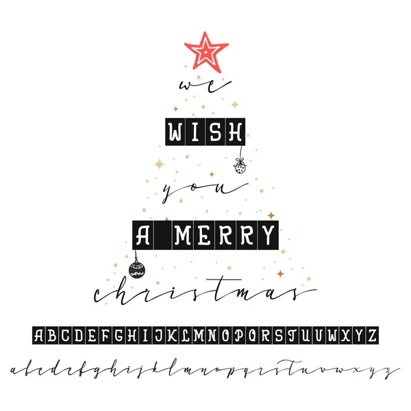 Te deseamos una feliz navidad. Caligrafía manuscrita elegante fuente. y felicitaciones Feliz Año Nuevo y Feliz Navidad, caligrafía para tarjetas, carteles y portadas — Vector de stock