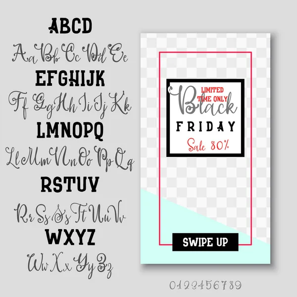 Black-Friday-Verkauf. Handgezeichnetes Schriftset. Vektor-Logo-Schrift. Typografie-Alphabet für Ihre Entwürfe: Abzeichen, Schrift, Karte, Hochzeitseinladung. — Stockvektor