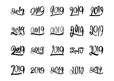 Mutlu yeni yıl 2019. Hat ve form iki bin ondokuzuncu yazı