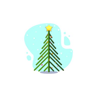 Noel köknar, izole vektör çizim. Modern düz stil.