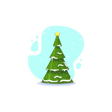 Noel köknar, izole vektör çizim. Modern düz stil.