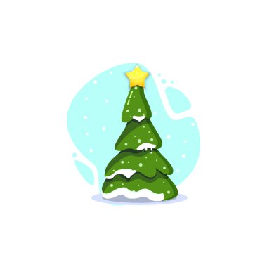 Noel köknar, izole vektör çizim. Modern düz stil.