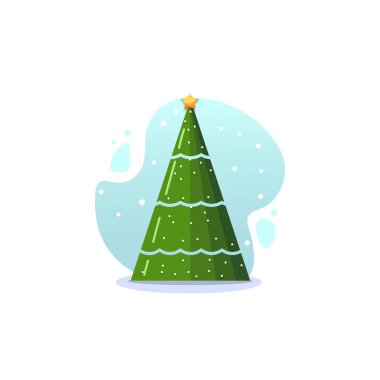 Noel köknar, izole vektör çizim. Modern düz stil.